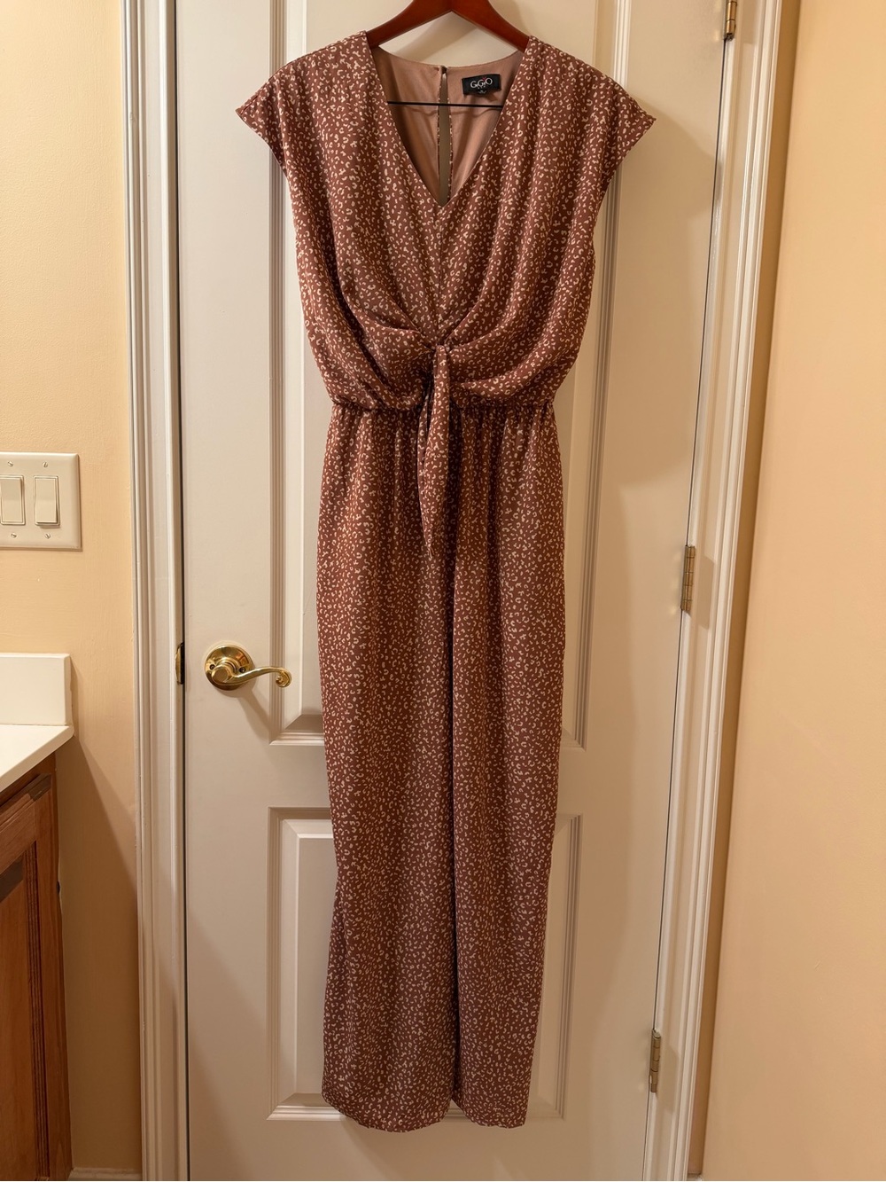 Light Brown Animal Print Wide Leg Romper/Jumpsuit - Picture 2 of 12